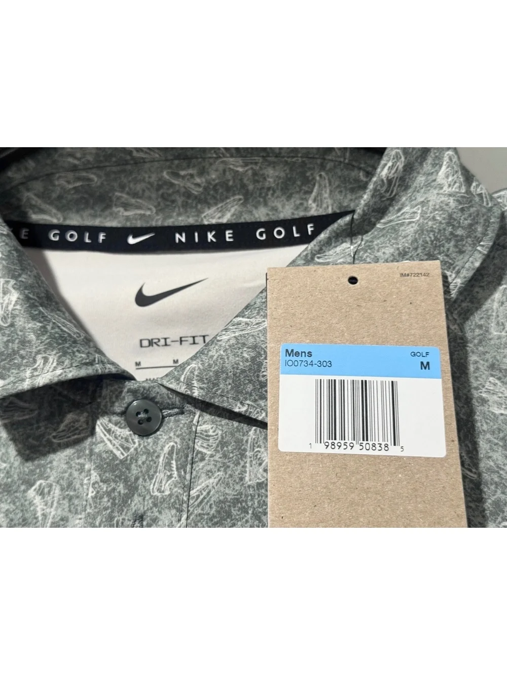 Nike Golf Dri-FIT Golf Shoe Print Polo - NWT - Men’s Medium - Green/Gray